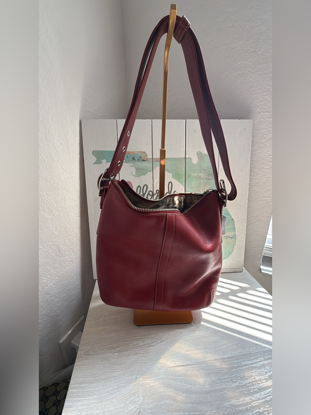 Vintage Coach Legacy slim duffle red with silver tone hardware - Picture 2 of 12